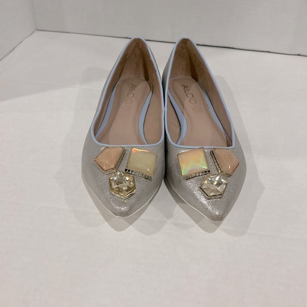 ALDO women’s Pointed Toe Ballet Flats Metallic Glitter Shimmer Party Sho…